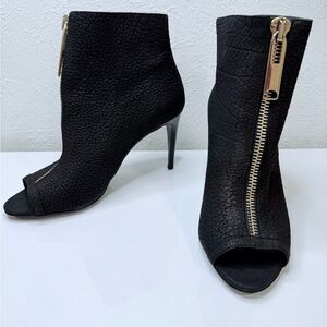 Burberry Leather Animal Print Peep Toe Ankle Boots Size 7 VGUC
